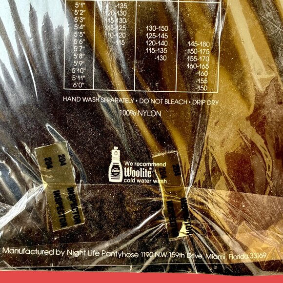 NIGHT LIFE Vintagd Gray Mist Ultra Ultra Sheer Pantyhose TEXTURED size Tall New - Picture 6 of 10